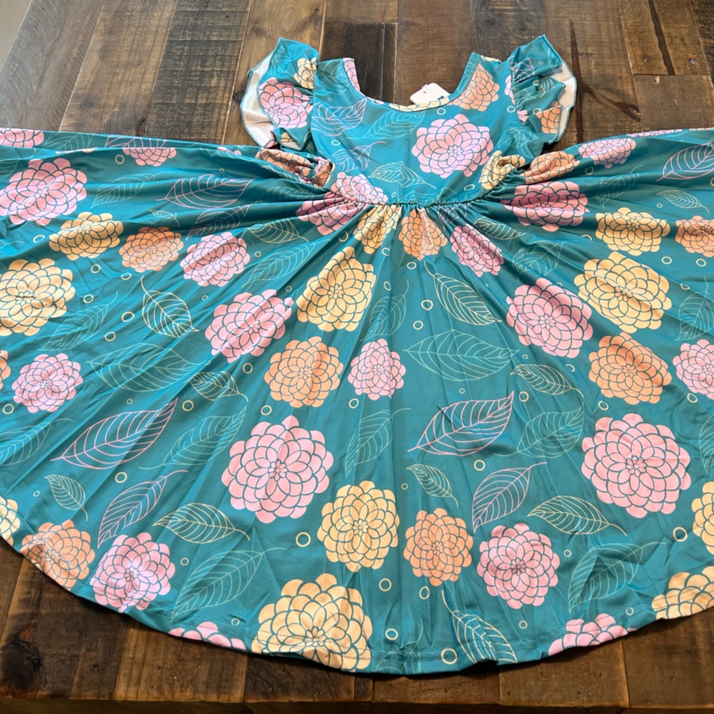 Dot Dot Smile dahlia flower Empire twirl dress new size 5/6 girls